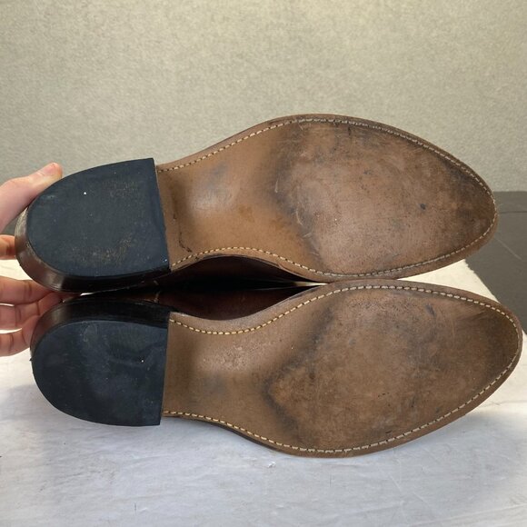 Vintage Leather Cowboy Boots Mens 10D Brown Western Pointed Toe Metal Toe Caps main image 9